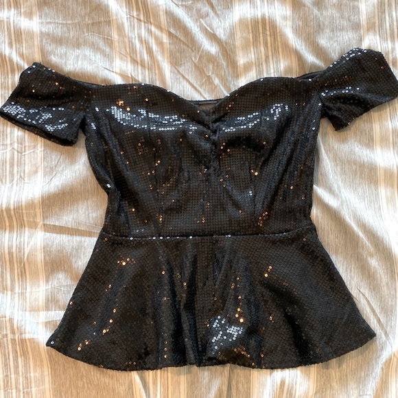Windsor Tops - 2/$20 Sequin off the shoulder peplum top